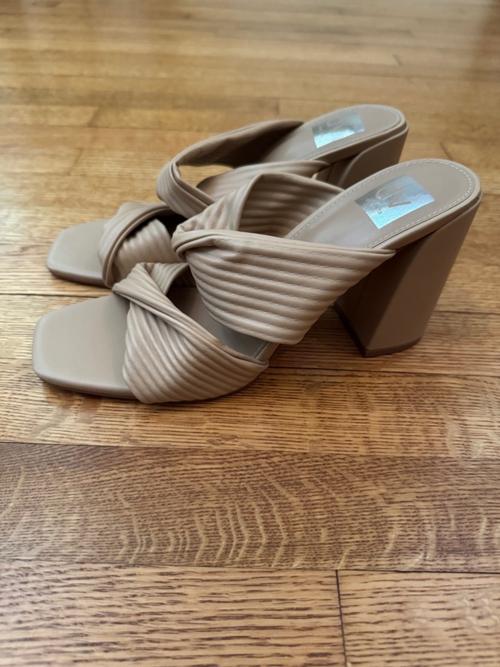 DV by Dolce Vita Taupe Knotted Block Heel Slide Sandals